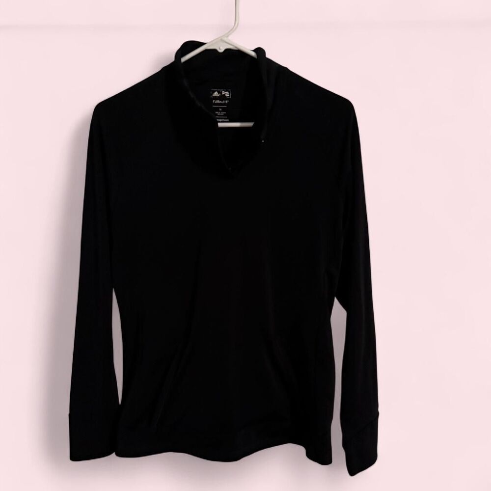 Adidas Pullover Men Size M Black Climalite Snap Neck Performance